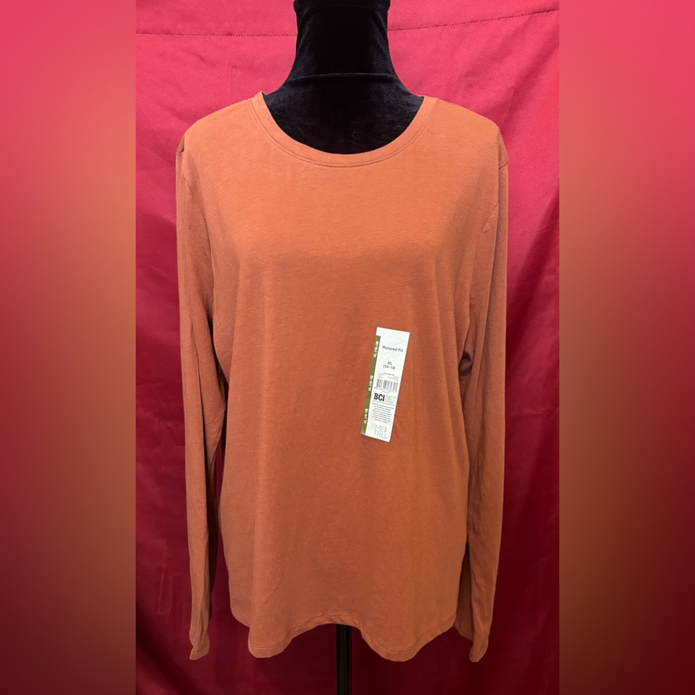 Time and Tru Women's Terracotta Long Sleeve Blouse